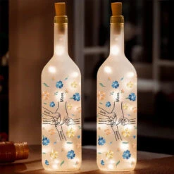 Her Hands May Be Small, But They Hold A World Of Love - Family Personalized Custom Bottle Lamp - Gift For Mom, Grandma