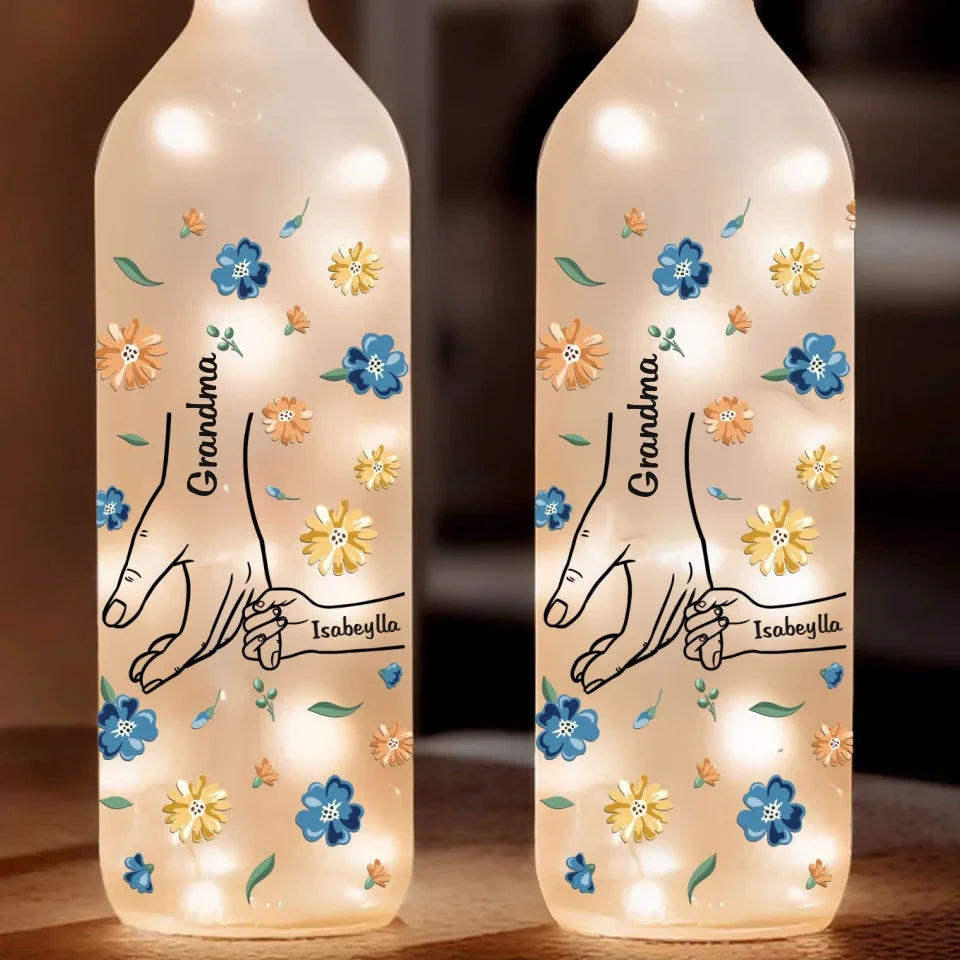 Her Hands May Be Small, But They Hold A World Of Love - Family Personalized Custom Bottle Lamp - Gift For Mom, Grandma 2 Her Hands May Be Small, But They Hold A World Of Love - Family Personalized Custom Bottle Lamp - Gift For Mom, Grandma - Image 2