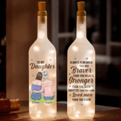 The Love Between A Mom And Daughter Is Forever - Family Personalized Custom Bottle Lamp - Gift For Mom, Daughter