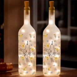 The Hands That Held Mine Taught Me Strength And Kindness - Family Personalized Custom Bottle Lamp - Gift For Mom, Grandma
