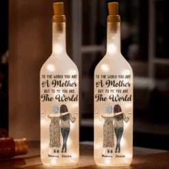 My Mom, My Forever Hero - Family Personalized Custom Bottle Lamp - Gift For Mom, Daughter