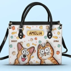 All You Need Is Love And These Pets - Dog & Cat Personalized Custom 3D Inflated Effect Printed Leather Handbag - Gift For Pet Owners, Pet Lovers