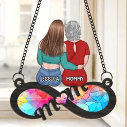 Her Love Is Our Forever Compass - Family Personalized Window Hanging Suncatcher Ornament - Gift For Mom