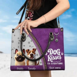 Love At First Wag - Dog Personalized Custom Leather Handbag - Gift For Pet Owners, Pet Lovers -Pawfect House Store 67876a35d8fce