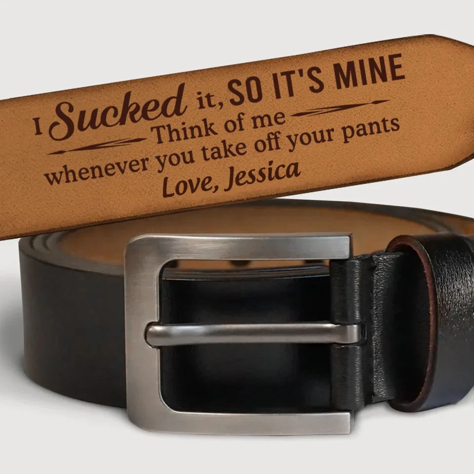 Think Of Me Whenever You Take Off Your Pants - Couple Personalized Custom Engraved Leather Belt - Gift For Husband Wife, Anniversary 2 Think Of Me Whenever You Take Off Your Pants - Couple Personalized Custom Engraved Leather Belt - Gift For Husband Wife, Anniversary - Image 2
