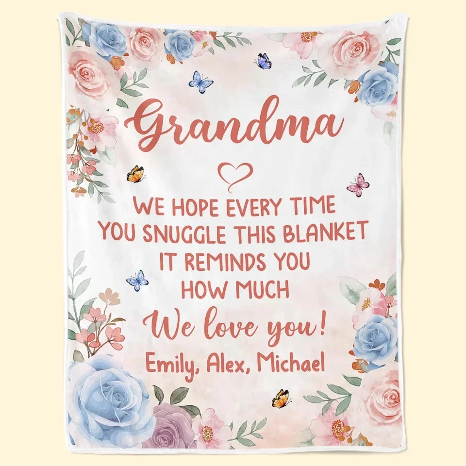 We Love You Grandma - Family Personalized Custom Blanket - Mother's Day, Gift For Mom, Grandma 1 We Love You Grandma - Family Personalized Custom Blanket - Mother's Day, Gift For Mom, Grandma