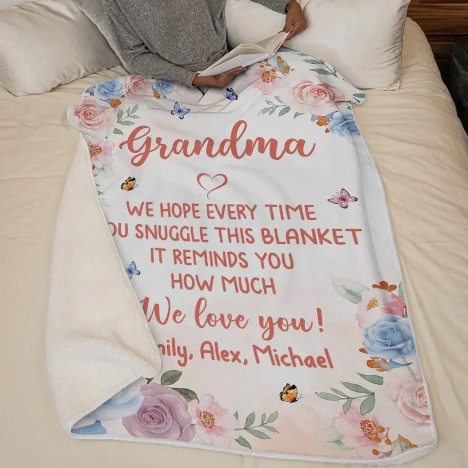 We Love You Grandma - Family Personalized Custom Blanket - Mother's Day, Gift For Mom, Grandma 5 We Love You Grandma - Family Personalized Custom Blanket - Mother's Day, Gift For Mom, Grandma - Image 5