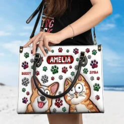 Furever Friends - Dog & Cat Personalized Custom 3D Inflated Effect Printed Leather Handbag - Gift For Pet Owners, Pet Lovers 9 Furever Friends - Dog & Cat Personalized Custom 3D Inflated Effect Printed Leather Handbag - Gift For Pet Owners, Pet Lovers -Pawfect House Store 6788afe6c3be9