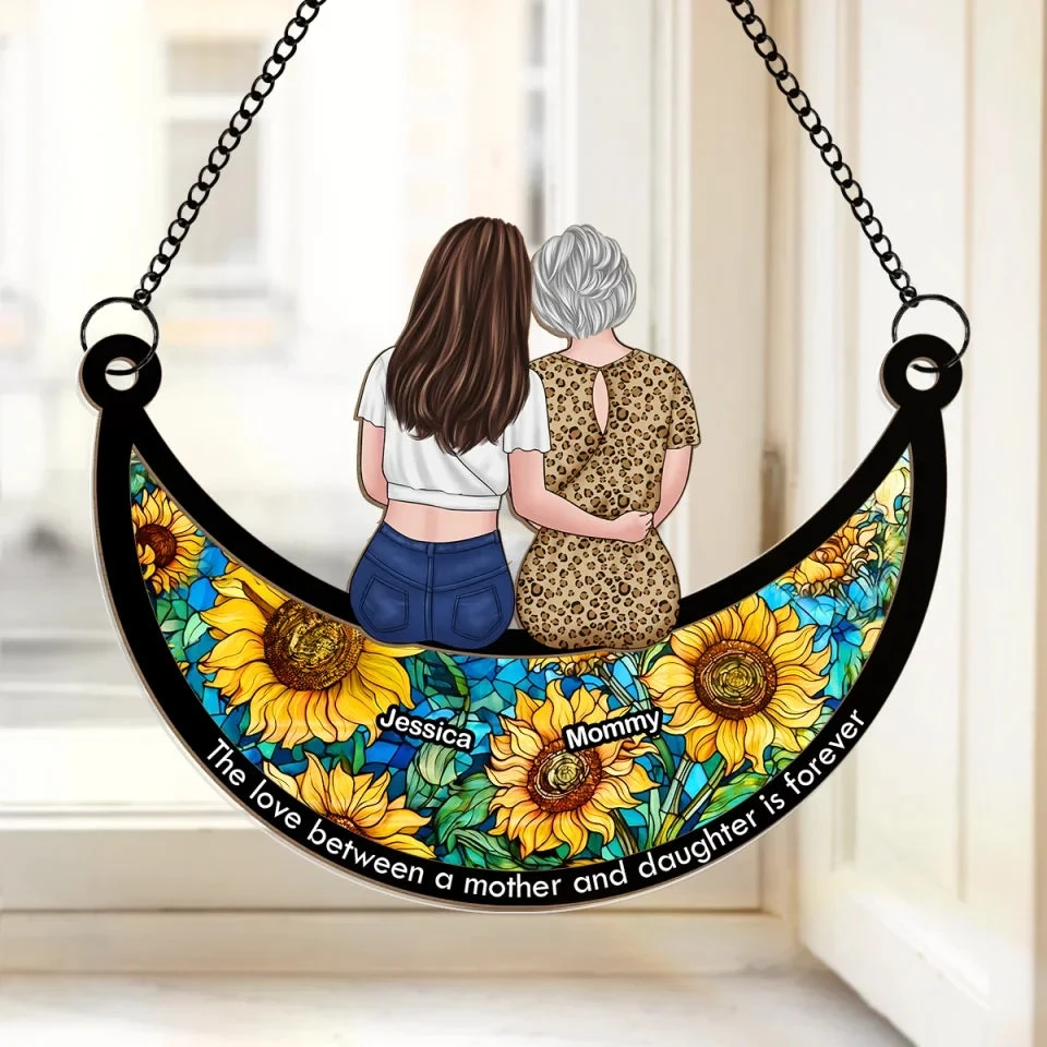 Love You To The Moon And Back - Family Personalized Window Hanging Suncatcher Ornament - Gift For Mom 1 Love You To The Moon And Back - Family Personalized Window Hanging Suncatcher Ornament - Gift For Mom