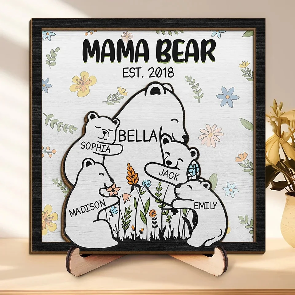 Grandma Bear Hugs Are The Cure For Everything - Family Personalized Custom 2-Layered Wooden Plaque With Stand - Gift For Mom, Grandma 1 Grandma Bear Hugs Are The Cure For Everything - Family Personalized Custom 2-Layered Wooden Plaque With Stand - Gift For Mom, Grandma