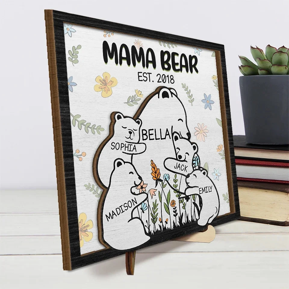 Grandma Bear Hugs Are The Cure For Everything - Family Personalized Custom 2-Layered Wooden Plaque With Stand - Gift For Mom, Grandma 4 Grandma Bear Hugs Are The Cure For Everything - Family Personalized Custom 2-Layered Wooden Plaque With Stand - Gift For Mom, Grandma - Image 4