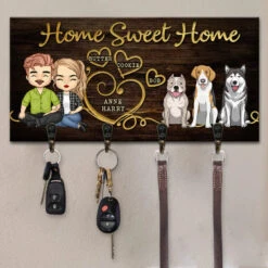 Fur, Love, And Family - Couple Personalized Custom Home Decor Key Hanger, Key Holder - House Warming Gift For Family Members, Husband Wife, Anniversary, Pet Owners, Pet Lovers -Pawfect House Store 6788c60e35eec