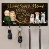 Fur, Love, And Family - Couple Personalized Custom Home Decor Key Hanger, Key Holder - House Warming Gift For Family Members, Husband Wife, Anniversary, Pet Owners, Pet Lovers