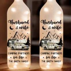 Making Memories One Campsite At A Time - Couple Personalized Custom Bottle Lamp - Gift For Husband Wife, Camping Lovers -Pawfect House Store 6788e5a47491f