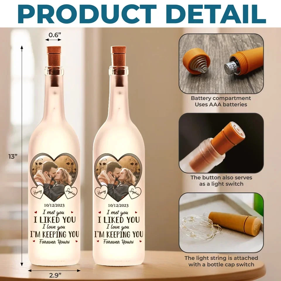 Custom Photo Forever Is Just The Beginning With You - Couple Personalized Custom Bottle Lamp - Gift For Husband Wife, Anniversary 5 Custom Photo Forever Is Just The Beginning With You - Couple Personalized Custom Bottle Lamp - Gift For Husband Wife, Anniversary - Image 5