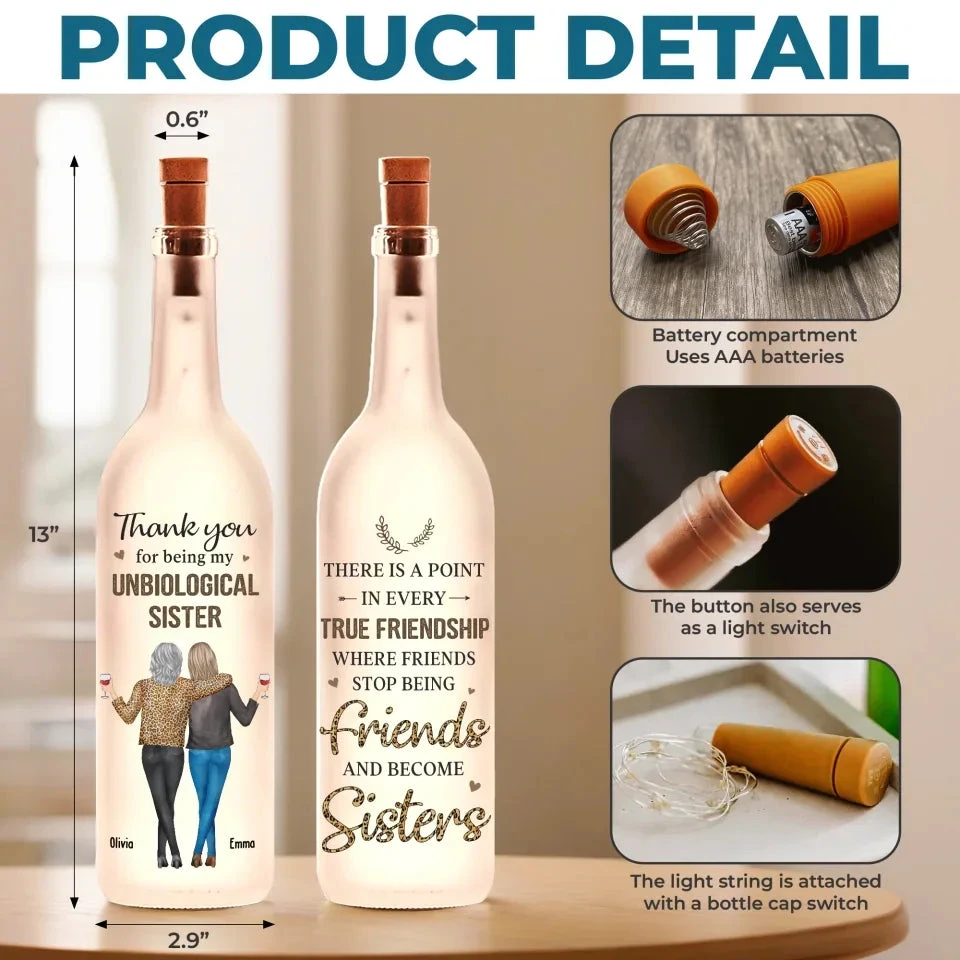 Friends Stop Being Friends And Become Sisters - Bestie Personalized Custom Bottle Lamp - Gift For Best Friends, BFF, Sisters 5 Friends Stop Being Friends And Become Sisters - Bestie Personalized Custom Bottle Lamp - Gift For Best Friends, BFF, Sisters - Image 5