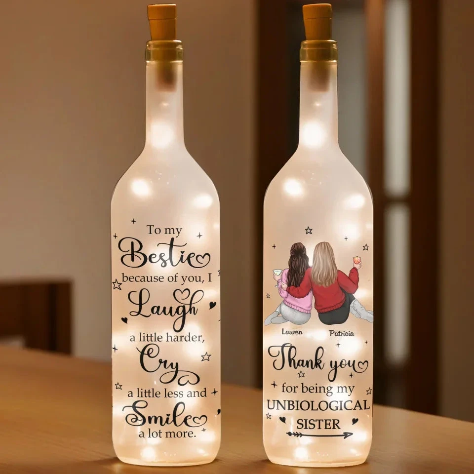 Thank You For Being My Unbiological Sister - Bestie Personalized Custom Bottle Lamp - Gift For Best Friends, BFF, Sisters 3 Thank You For Being My Unbiological Sister - Bestie Personalized Custom Bottle Lamp - Gift For Best Friends, BFF, Sisters - Image 3