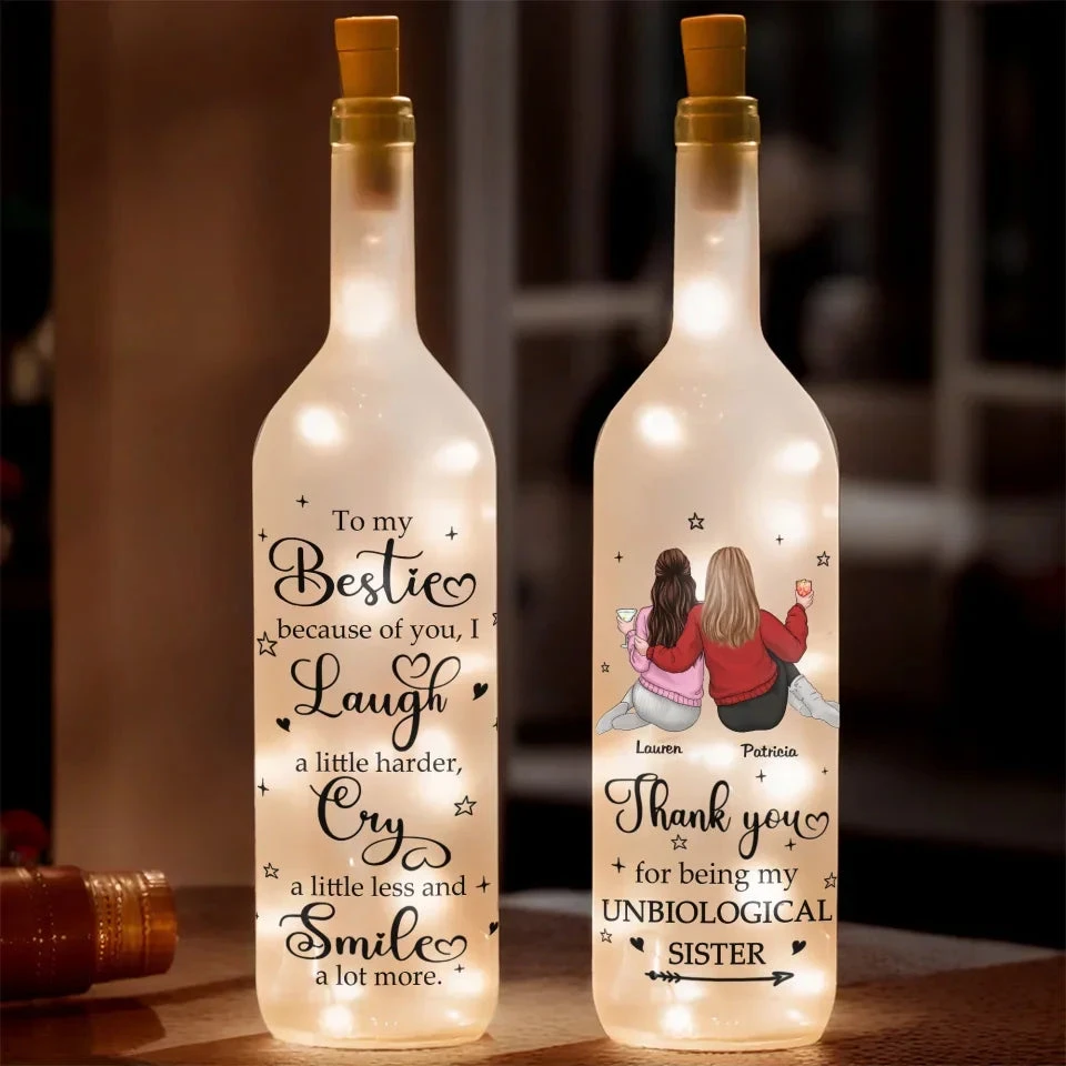 Thank You For Being My Unbiological Sister - Bestie Personalized Custom Bottle Lamp - Gift For Best Friends, BFF, Sisters 1 Thank You For Being My Unbiological Sister - Bestie Personalized Custom Bottle Lamp - Gift For Best Friends, BFF, Sisters