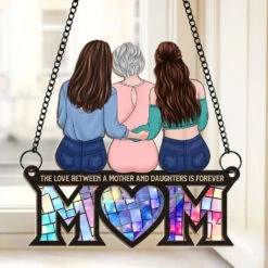 I Am Who I Am Because Of You, Mom - Family Personalized Window Hanging Suncatcher Ornament - Gift For Mom, Daughter