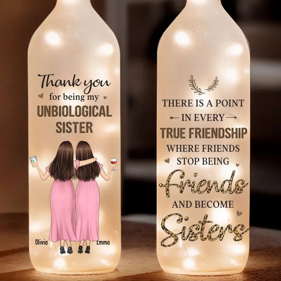 Friends Stop Being Friends And Become Sisters - Bestie Personalized Custom Bottle Lamp - Gift For Best Friends, BFF, Sisters 2 Friends Stop Being Friends And Become Sisters - Bestie Personalized Custom Bottle Lamp - Gift For Best Friends, BFF, Sisters - Image 2