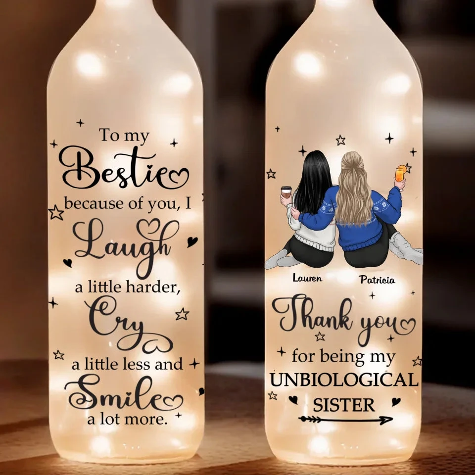 Thank You For Being My Unbiological Sister - Bestie Personalized Custom Bottle Lamp - Gift For Best Friends, BFF, Sisters 2 Thank You For Being My Unbiological Sister - Bestie Personalized Custom Bottle Lamp - Gift For Best Friends, BFF, Sisters - Image 2