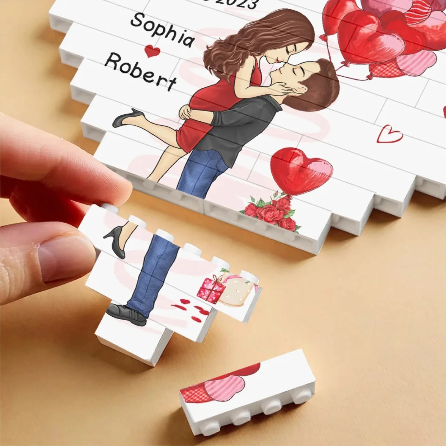 Together Is My Favorite Place To Be - Couple Personalized Custom Heart Shaped Building Brick Blocks - Gift For Husband Wife, Anniversary 4 Together Is My Favorite Place To Be - Couple Personalized Custom Heart Shaped Building Brick Blocks - Gift For Husband Wife, Anniversary - Image 4