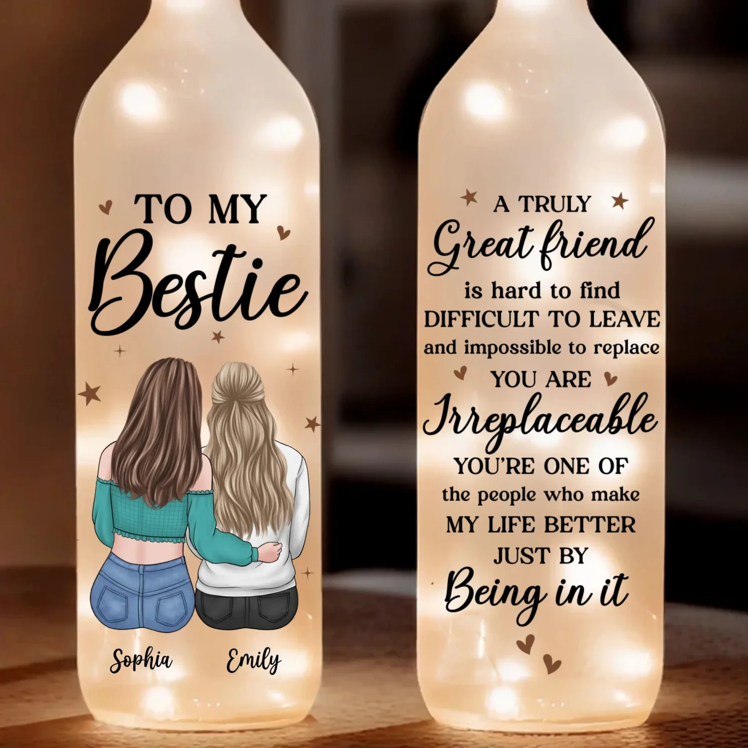 Truly Great Friends Are Hard To Find, Difficult To Leave - Bestie Personalized Custom Bottle Lamp - Gift For Best Friends, BFF, Sisters 2 Truly Great Friends Are Hard To Find, Difficult To Leave - Bestie Personalized Custom Bottle Lamp - Gift For Best Friends, BFF, Sisters - Image 2