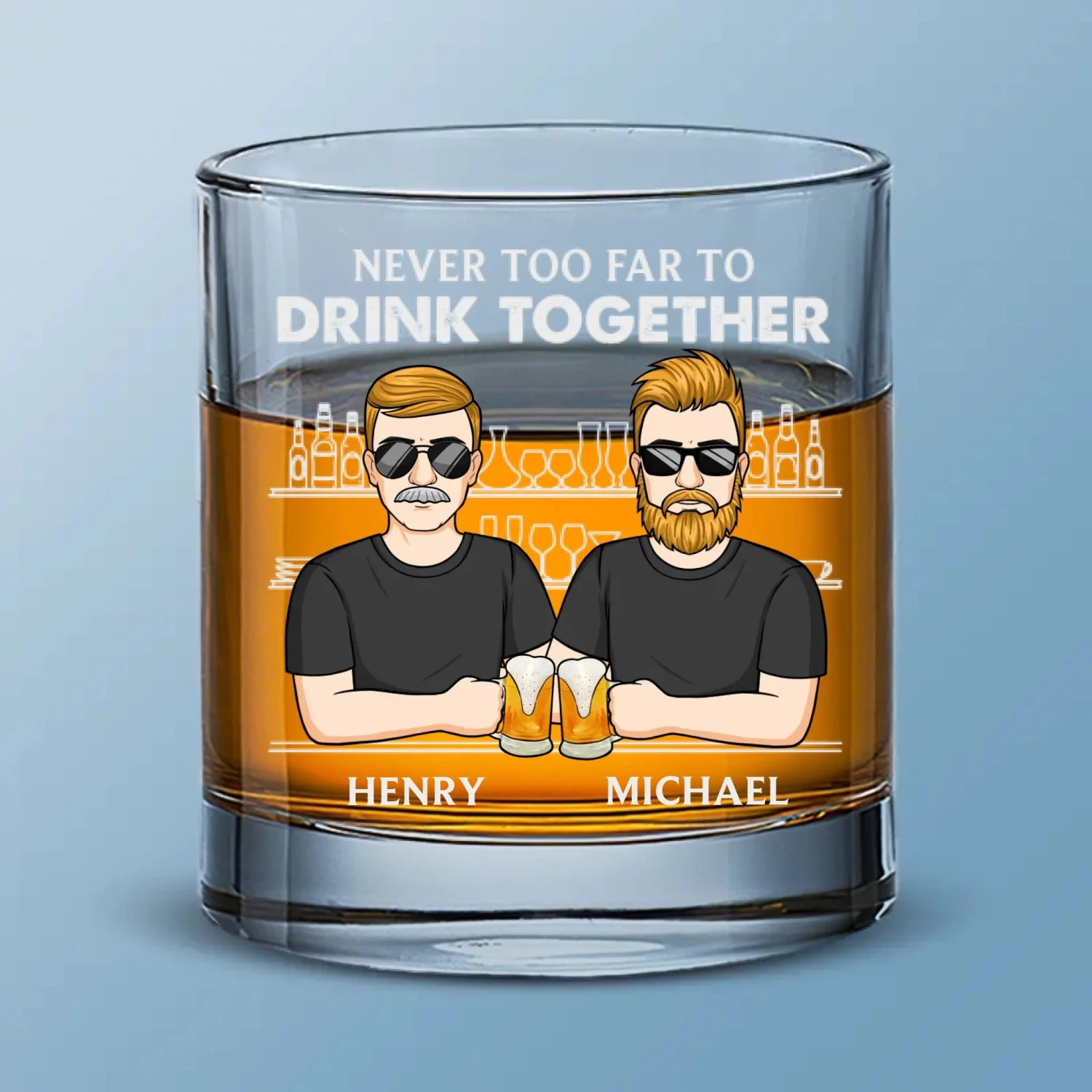 Never Too Far To Drink Together - Family Personalized Custom Whiskey Glass - Gift For Family Members 2 Never Too Far To Drink Together - Family Personalized Custom Whiskey Glass - Gift For Family Members - Image 2