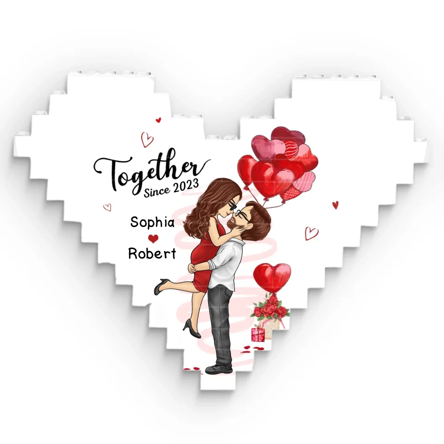 Together Is My Favorite Place To Be - Couple Personalized Custom Heart Shaped Building Brick Blocks - Gift For Husband Wife, Anniversary 2 Together Is My Favorite Place To Be - Couple Personalized Custom Heart Shaped Building Brick Blocks - Gift For Husband Wife, Anniversary - Image 2