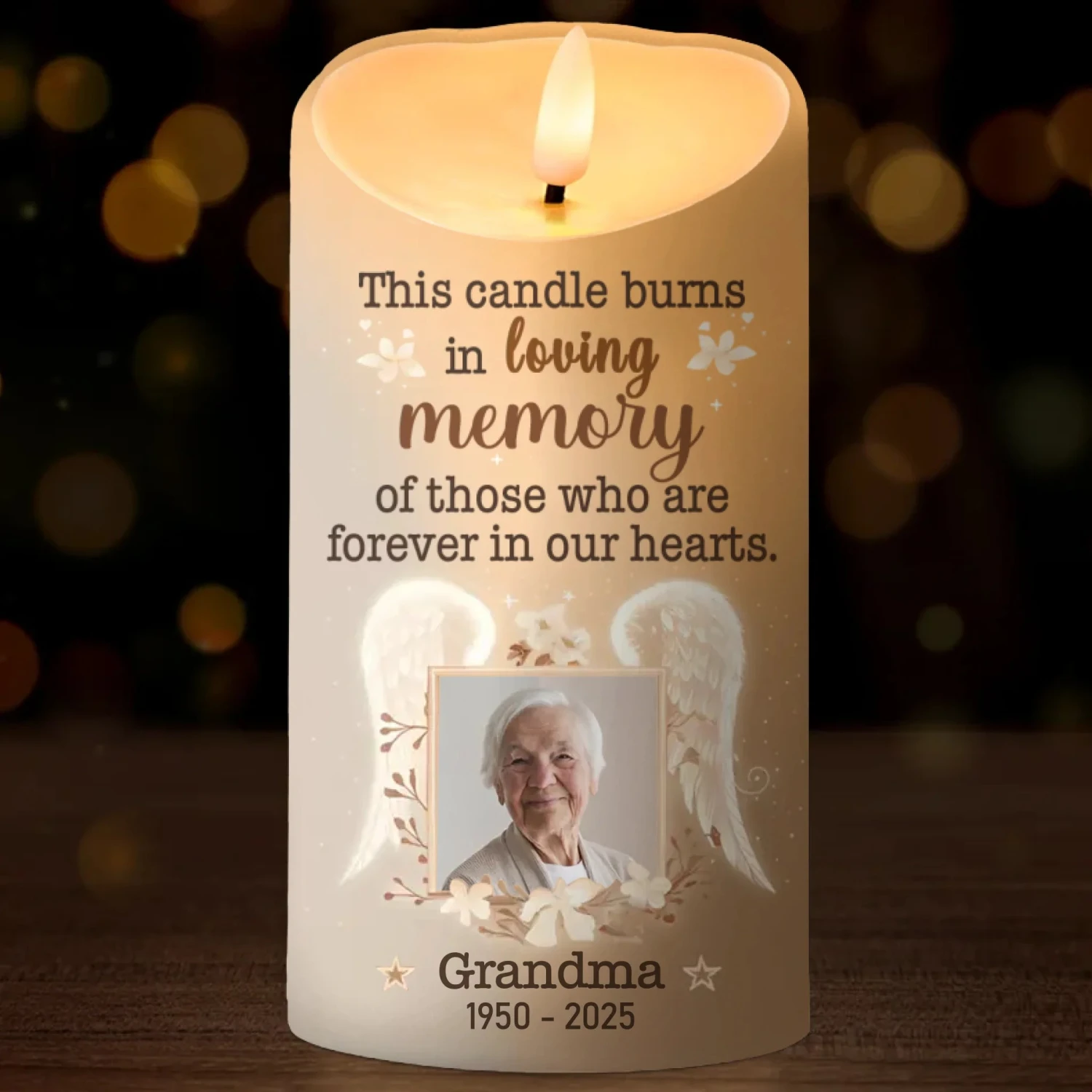 Custom Photo This Candle Shines In Cherished Memory - Memorial Personalized Custom LED Candle - Sympathy Gift For Family Members 2 Custom Photo This Candle Shines In Cherished Memory - Memorial Personalized Custom LED Candle - Sympathy Gift For Family Members - Image 2