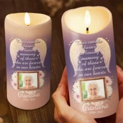 Custom Photo This Candle Glows In Loving Tribute - Memorial Personalized Custom LED Candle - Sympathy Gift For Family Members -Pawfect House Store 678a1924b3ea5