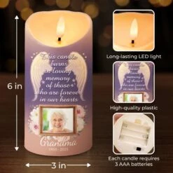 Custom Photo This Candle Glows In Loving Tribute - Memorial Personalized Custom LED Candle - Sympathy Gift For Family Members -Pawfect House Store 678a192a1b577