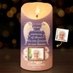 Custom Photo This Candle Glows In Loving Tribute - Memorial Personalized Custom LED Candle - Sympathy Gift For Family Members