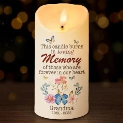 This Candle Illuminates Cherished Memories - Memorial Personalized Custom LED Candle - Sympathy Gift For Family Members