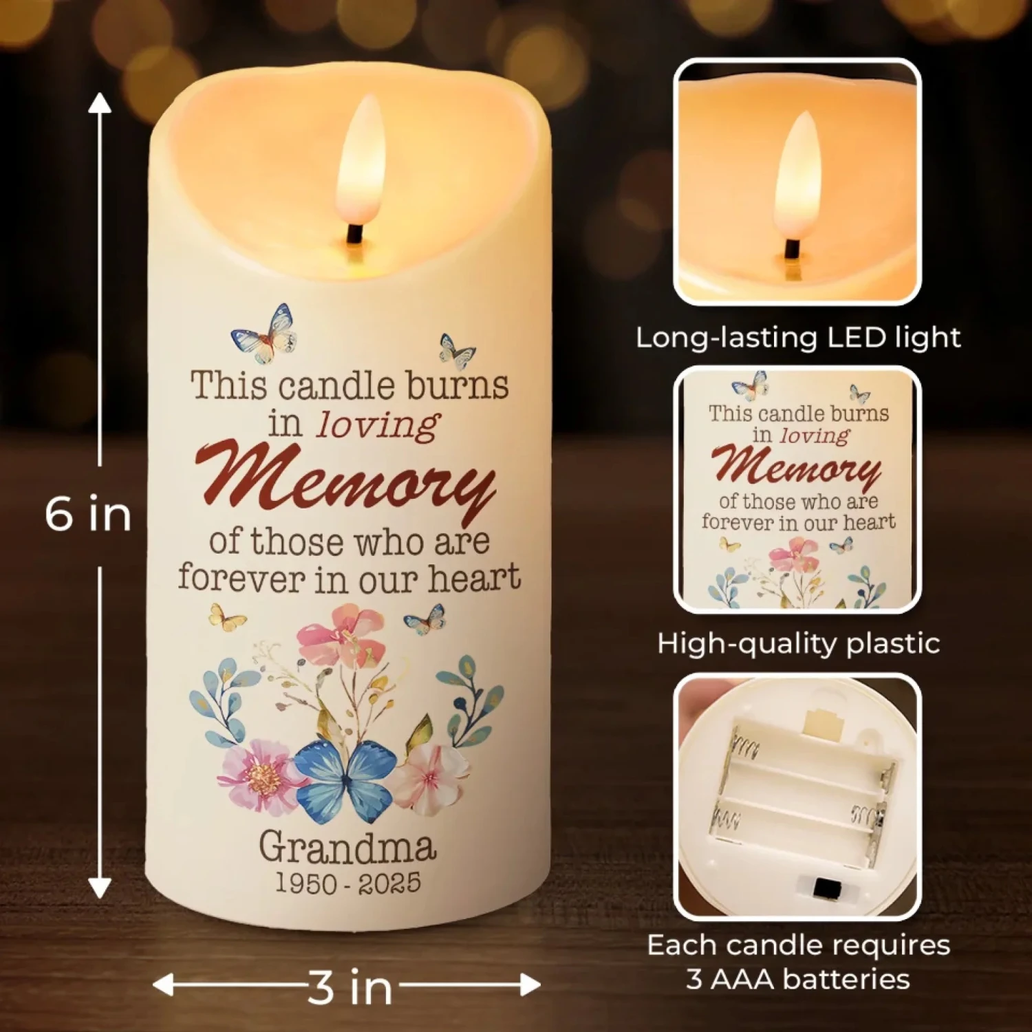 This Candle Illuminates Cherished Memories - Memorial Personalized Custom LED Candle - Sympathy Gift For Family Members 4 This Candle Illuminates Cherished Memories - Memorial Personalized Custom LED Candle - Sympathy Gift For Family Members - Image 4