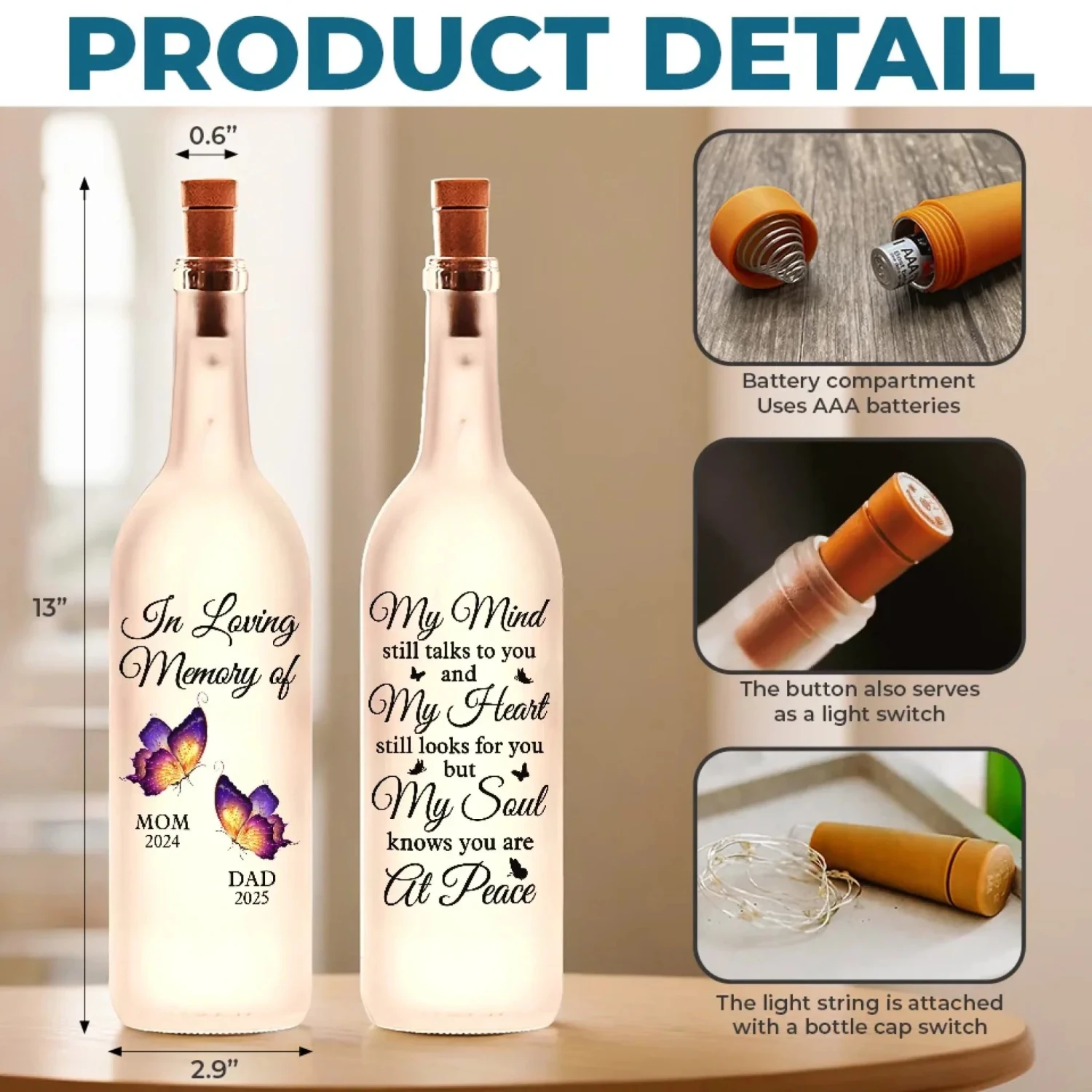 My Heart Still Looks For You - Memorial Personalized Custom Bottle Lamp - Sympathy Gift For Family Members 5 My Heart Still Looks For You - Memorial Personalized Custom Bottle Lamp - Sympathy Gift For Family Members - Image 5