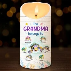 This Grandma Belongs To Grandkids - Family Personalized Custom LED Candle - Gift For Mom, Grandma