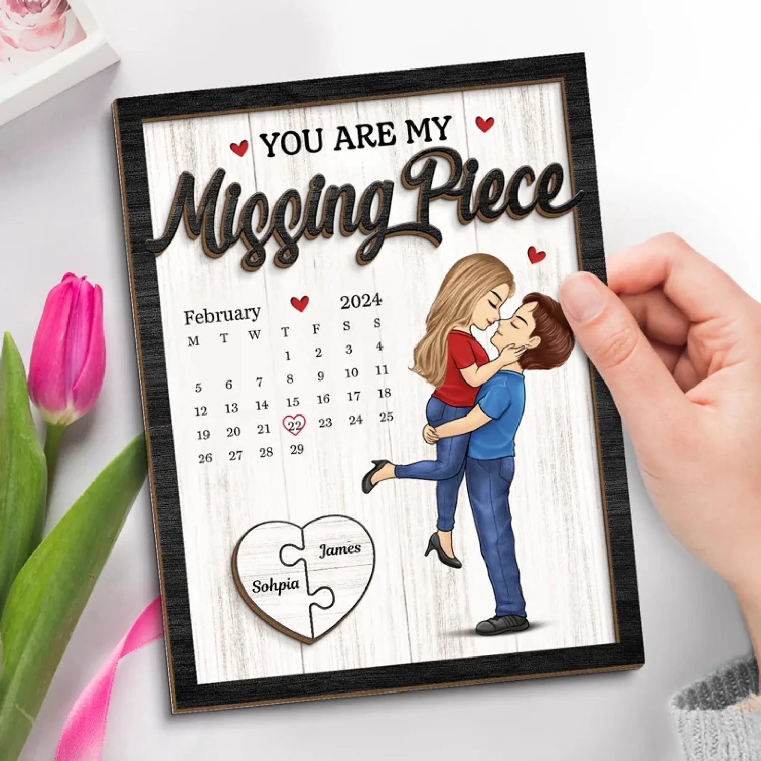 Hold Me Tight, And I'll Never Let Go - Couple Personalized Custom 2-Layered Wooden Plaque With Stand - Gift For Husband Wife, Anniversary 3 Hold Me Tight, And I'll Never Let Go - Couple Personalized Custom 2-Layered Wooden Plaque With Stand - Gift For Husband Wife, Anniversary - Image 3