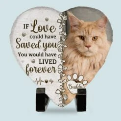 AMZ Memorial Personalized Custom Heart Shaped Stone With Stand - New Arrival, Christmas Gift, Sympathy Gift For Pet Owners, Pet Lovers, Garden Memorial Stone