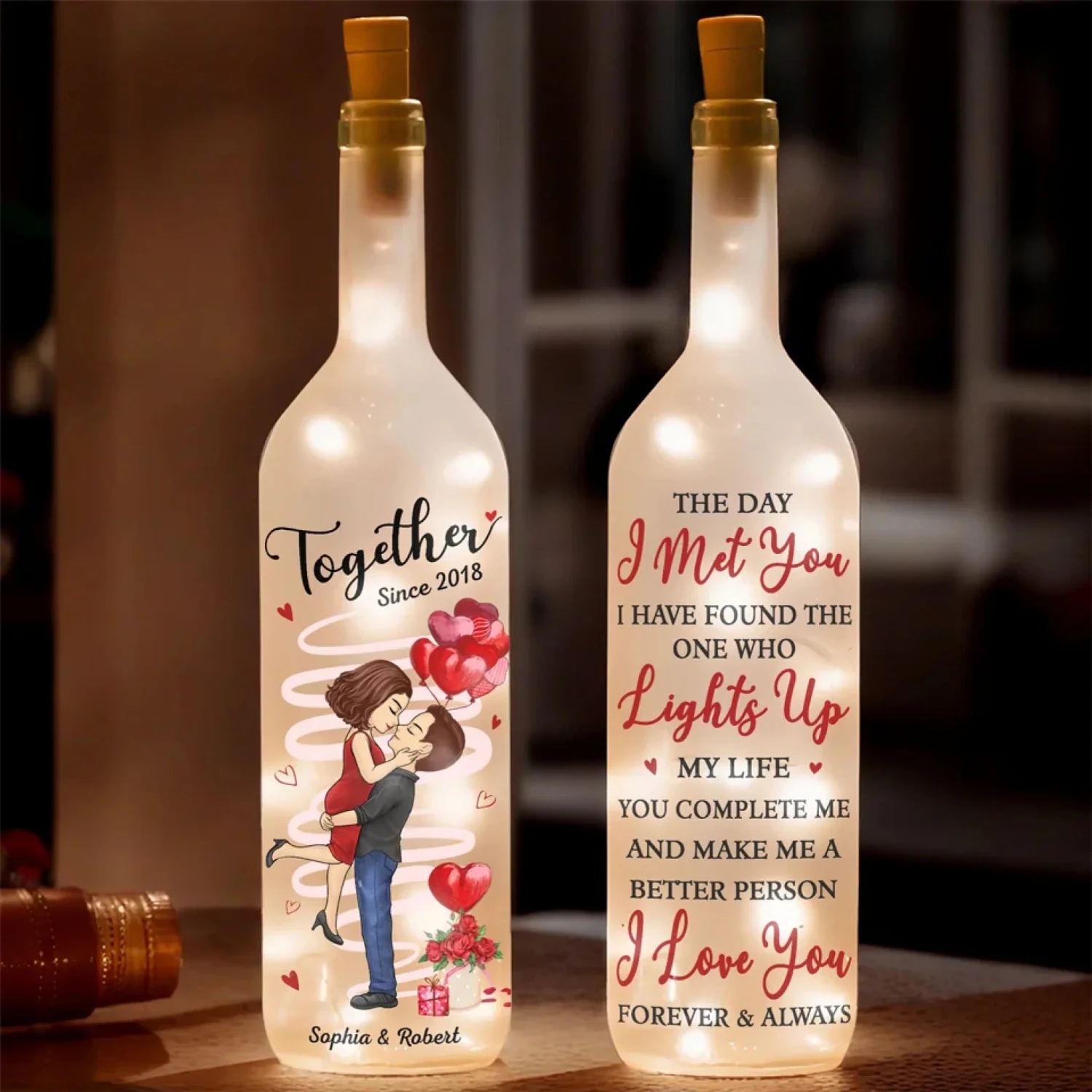 Let Love Light The Way - Couple Personalized Custom Bottle Lamp - Gift For Husband Wife, Anniversary 1 Let Love Light The Way - Couple Personalized Custom Bottle Lamp - Gift For Husband Wife, Anniversary