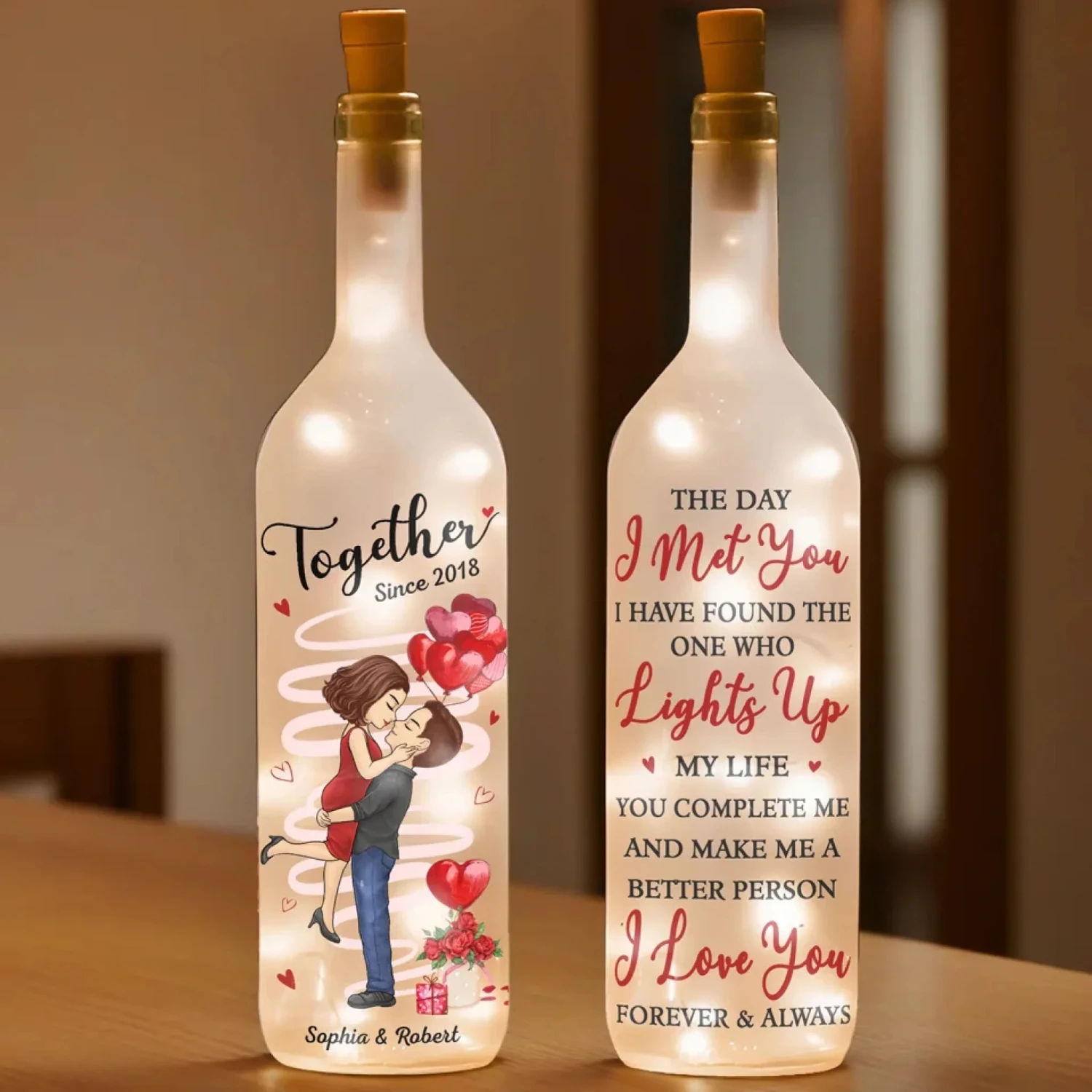Let Love Light The Way - Couple Personalized Custom Bottle Lamp - Gift For Husband Wife, Anniversary 3 Let Love Light The Way - Couple Personalized Custom Bottle Lamp - Gift For Husband Wife, Anniversary - Image 3
