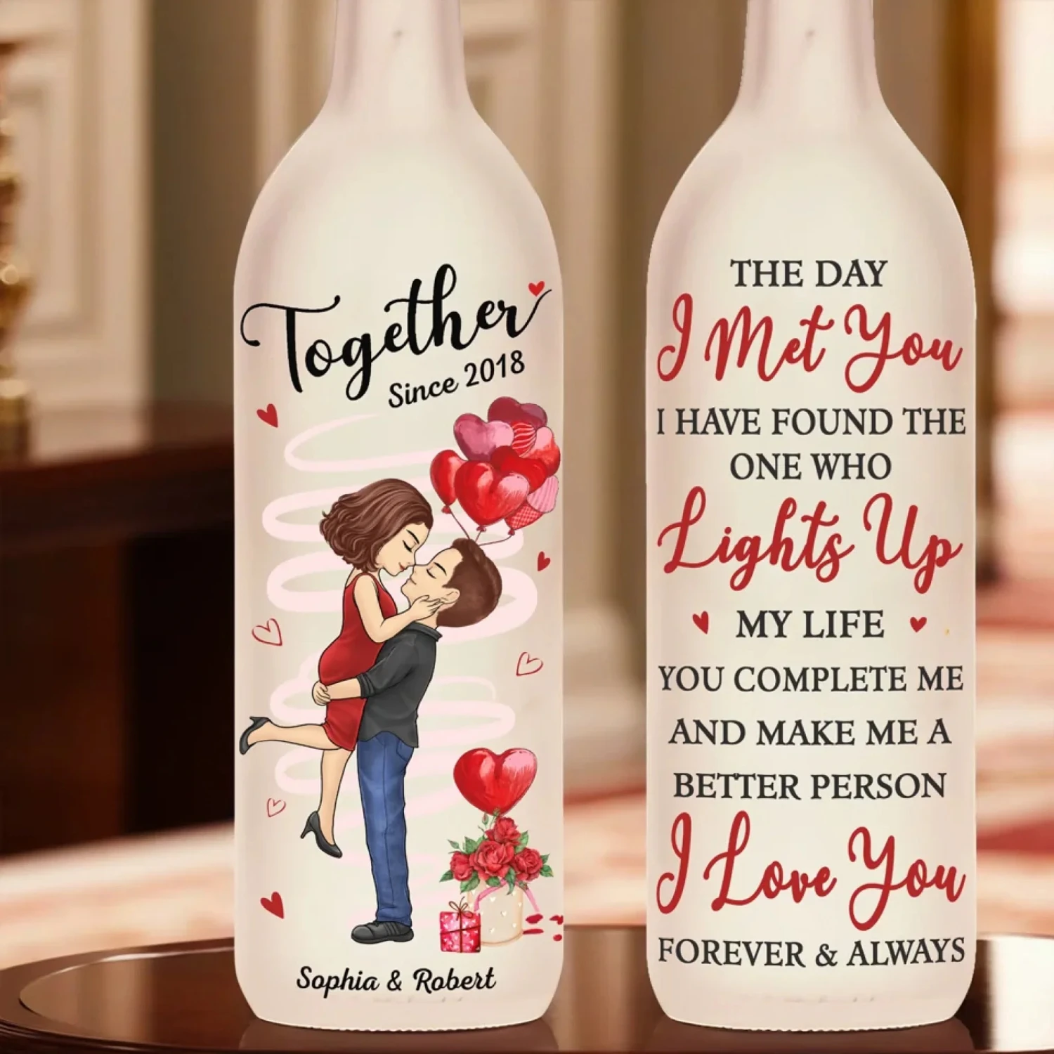 Let Love Light The Way - Couple Personalized Custom Bottle Lamp - Gift For Husband Wife, Anniversary 4 Let Love Light The Way - Couple Personalized Custom Bottle Lamp - Gift For Husband Wife, Anniversary - Image 4