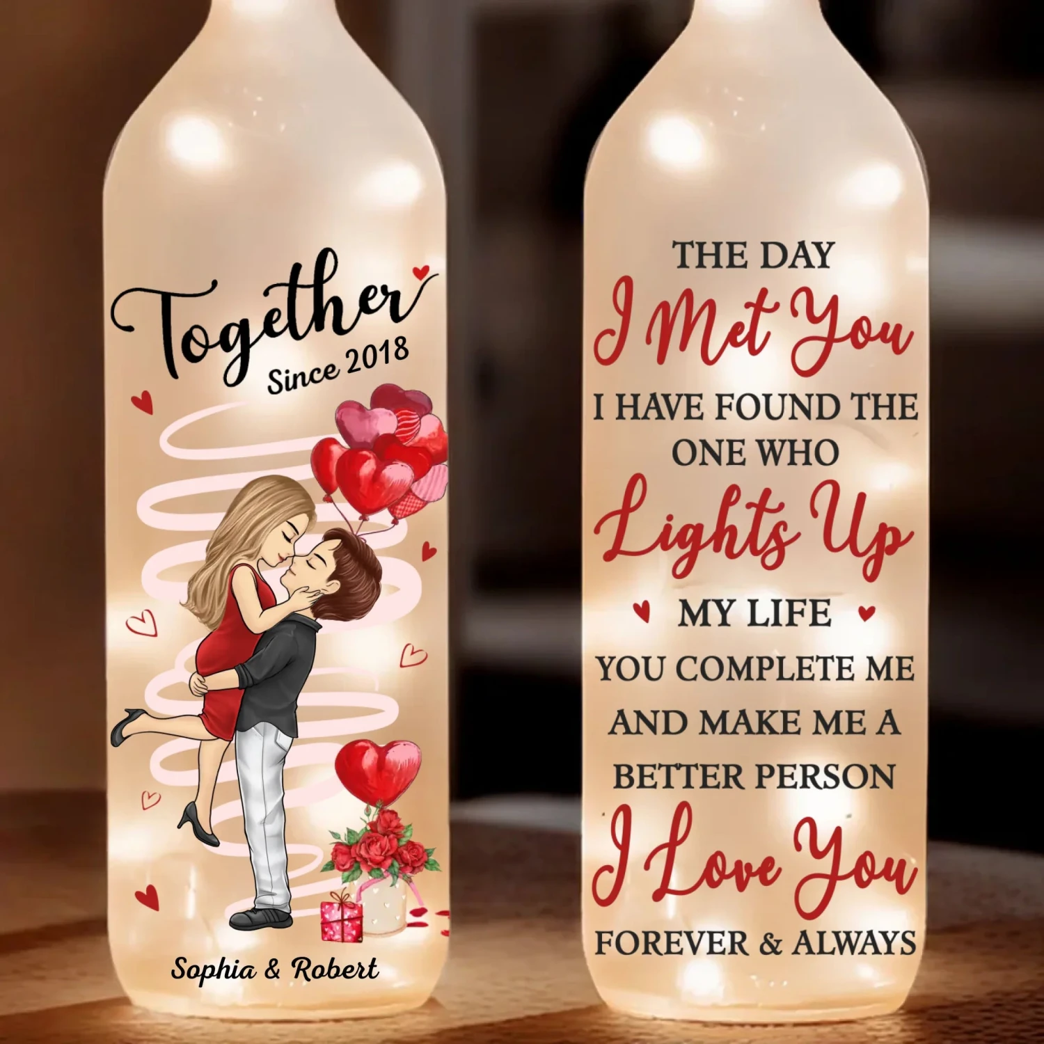 Let Love Light The Way - Couple Personalized Custom Bottle Lamp - Gift For Husband Wife, Anniversary 2 Let Love Light The Way - Couple Personalized Custom Bottle Lamp - Gift For Husband Wife, Anniversary - Image 2