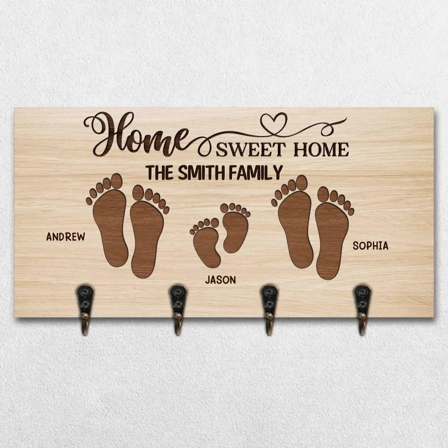 Home Sweet Home, This Is The Place To Find Happiness - Family Personalized Custom Home Decor Key Hanger, Key Holder - House Warming Gift For Family Members 2 Home Sweet Home, This Is The Place To Find Happiness - Family Personalized Custom Home Decor Key Hanger, Key Holder - House Warming Gift For Family Members - Image 2