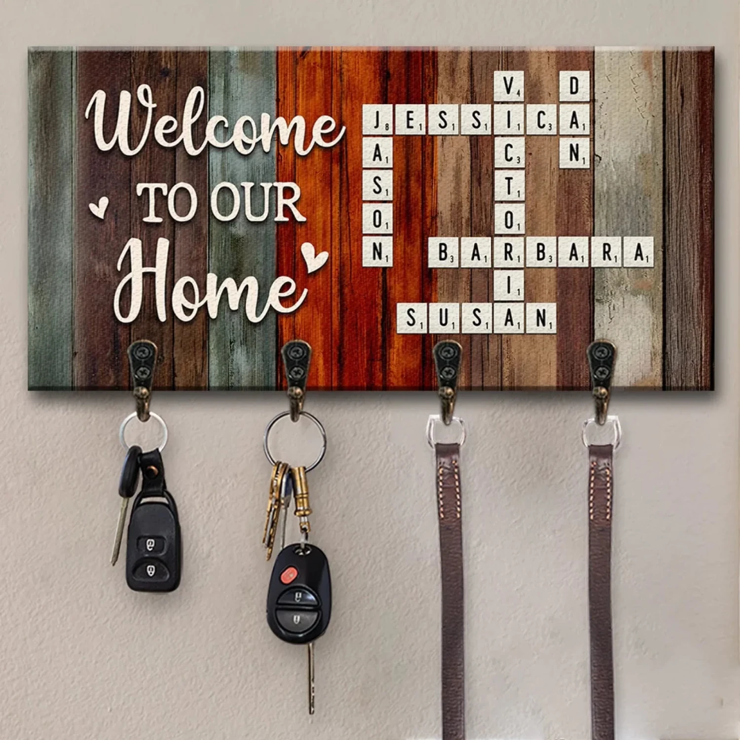 Home Is My Favorite Place - Family Personalized Custom Home Decor Key Hanger, Key Holder - House Warming Gift For Family Members 1 Home Is My Favorite Place - Family Personalized Custom Home Decor Key Hanger, Key Holder - House Warming Gift For Family Members