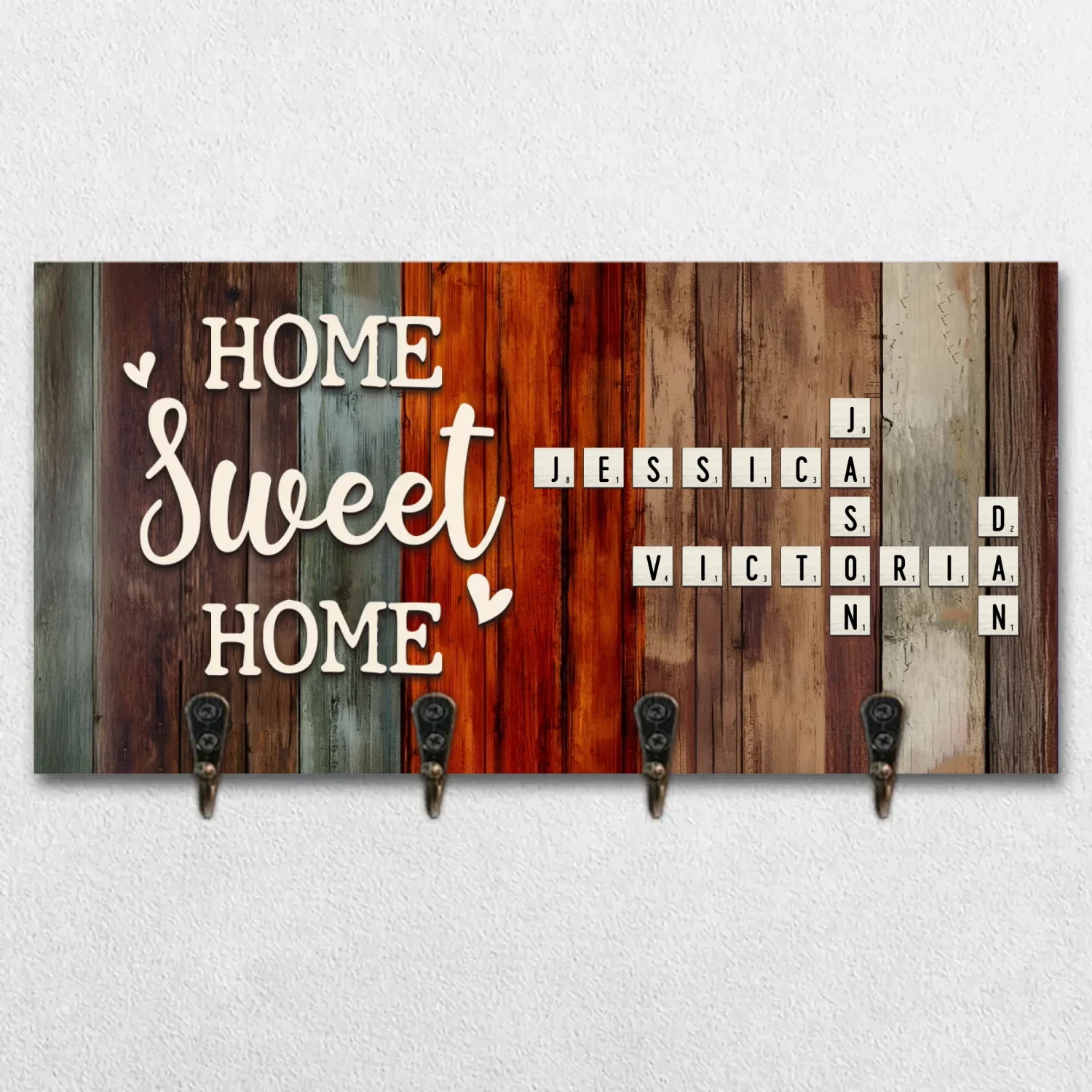 Home Is My Favorite Place - Family Personalized Custom Home Decor Key Hanger, Key Holder - House Warming Gift For Family Members 2 Home Is My Favorite Place - Family Personalized Custom Home Decor Key Hanger, Key Holder - House Warming Gift For Family Members - Image 2