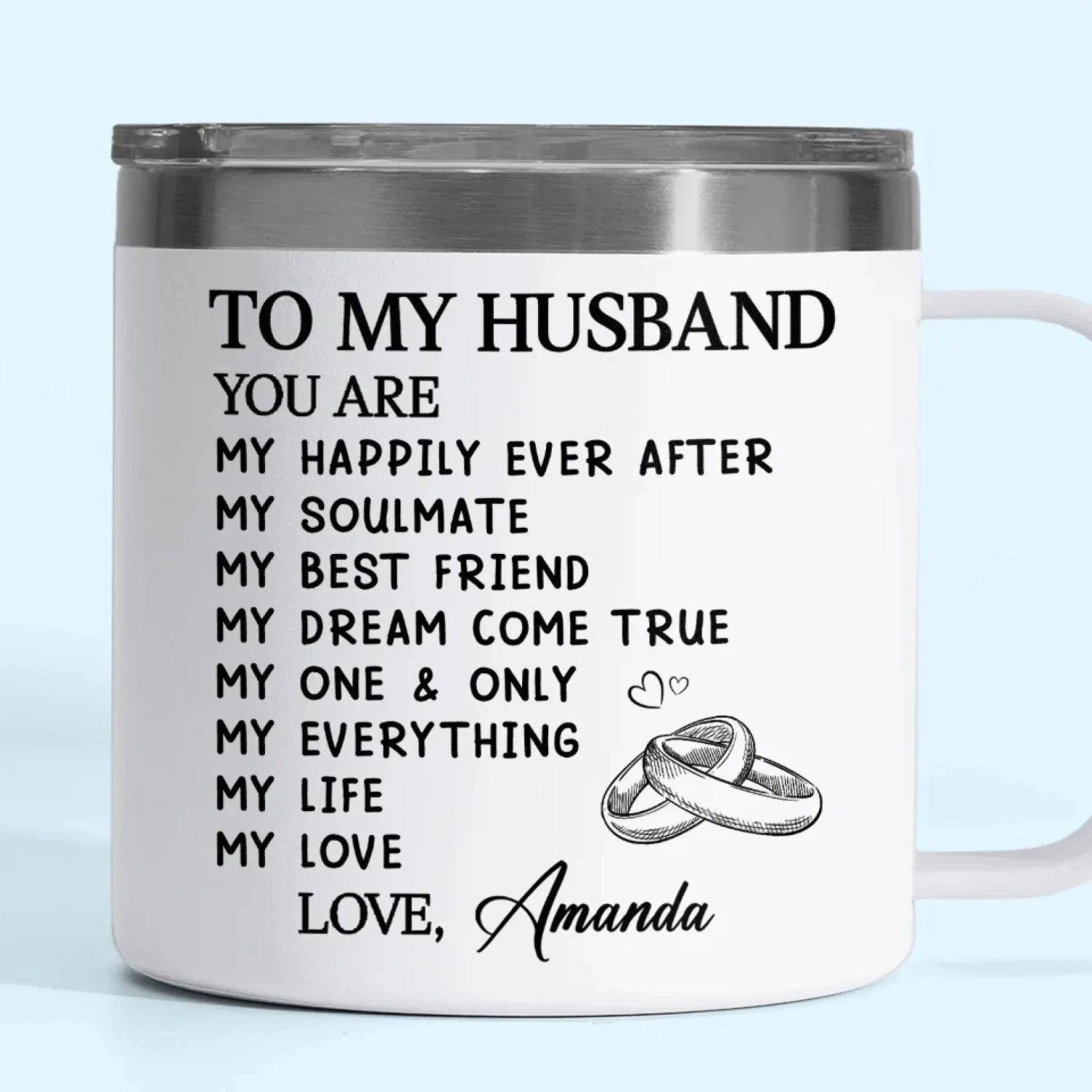 My Soulmate For Life - Couple Personalized Custom 14oz Stainless Steel Tumbler With Handle - Gift For Husband Wife, Anniversary 1 My Soulmate For Life - Couple Personalized Custom 14oz Stainless Steel Tumbler With Handle - Gift For Husband Wife, Anniversary