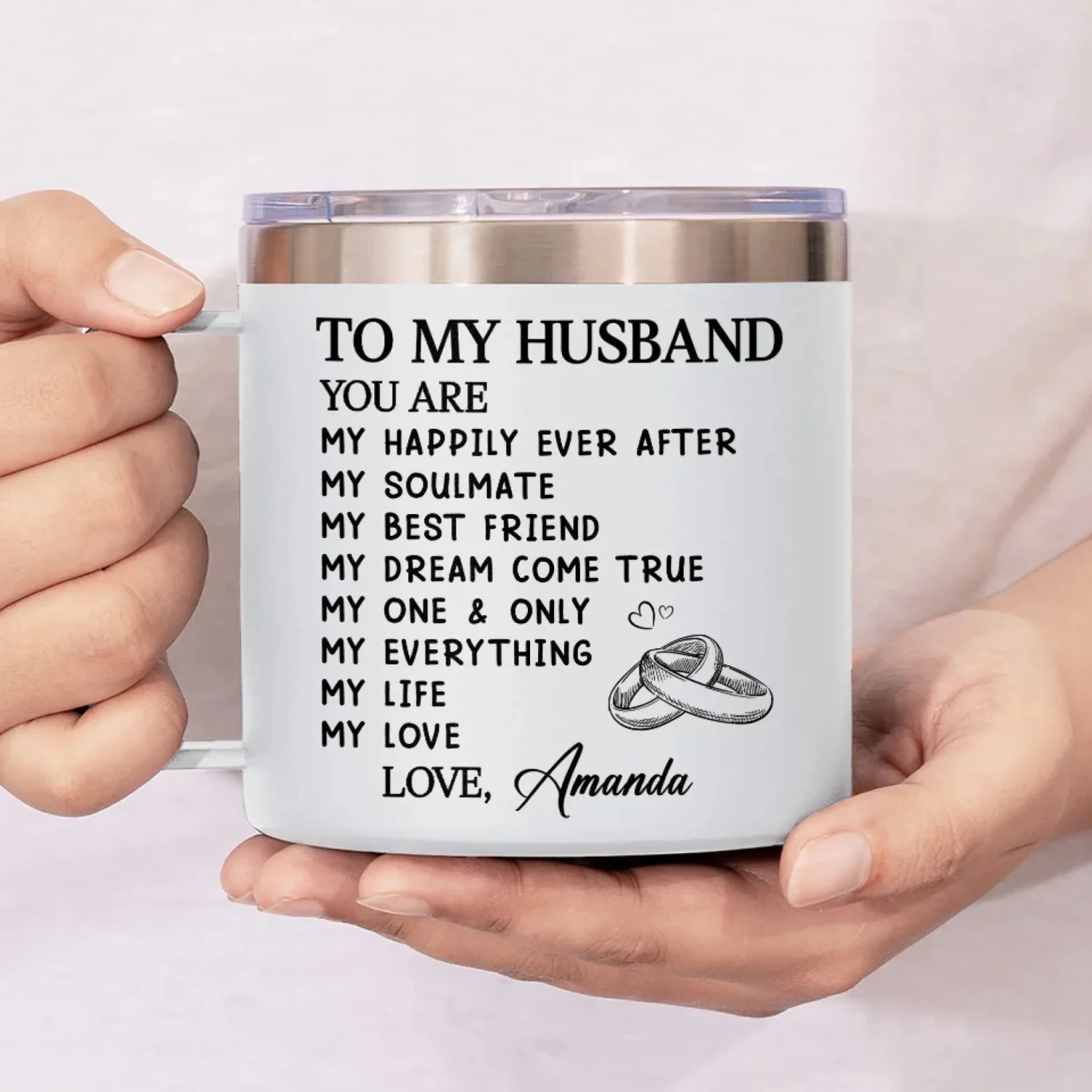 My Soulmate For Life - Couple Personalized Custom 14oz Stainless Steel Tumbler With Handle - Gift For Husband Wife, Anniversary 7 My Soulmate For Life - Couple Personalized Custom 14oz Stainless Steel Tumbler With Handle - Gift For Husband Wife, Anniversary - Image 7