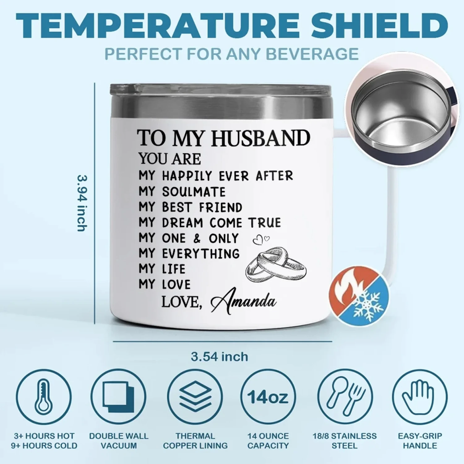 My Soulmate For Life - Couple Personalized Custom 14oz Stainless Steel Tumbler With Handle - Gift For Husband Wife, Anniversary 8 My Soulmate For Life - Couple Personalized Custom 14oz Stainless Steel Tumbler With Handle - Gift For Husband Wife, Anniversary - Image 8