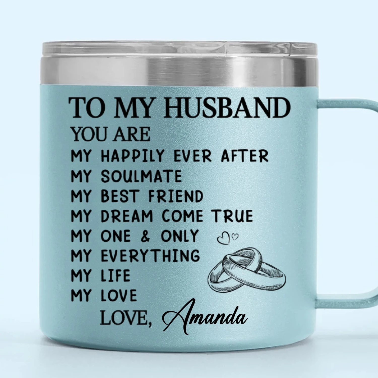 My Soulmate For Life - Couple Personalized Custom 14oz Stainless Steel Tumbler With Handle - Gift For Husband Wife, Anniversary 3 My Soulmate For Life - Couple Personalized Custom 14oz Stainless Steel Tumbler With Handle - Gift For Husband Wife, Anniversary - Image 3